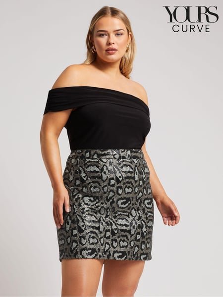 Yours Curve Gold London Animal Sequin Skirt (AU1848) | € 83