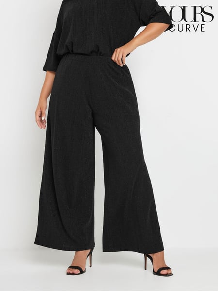 Yours Curve Black Metallic Stripe Wide Leg Trousers (AU1852) | € 45