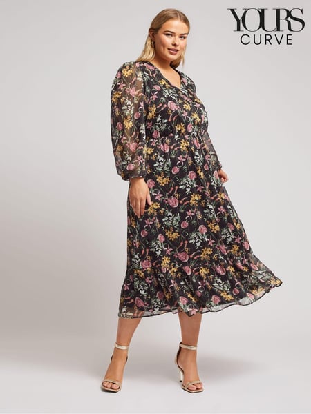 Yours Curve Black London Floral Shirt Dress (AU1877) | € 46