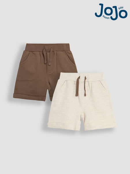 JoJo Maman Bébé Oatmeal Natural & Tan Brown 2-Pack Jogger Shorts (AU2212) | € 30 - € 35