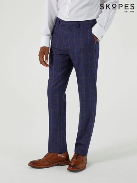 Skopes Blue Barron Check Tailored Fit Suit Trousers (AU2281) | € 94