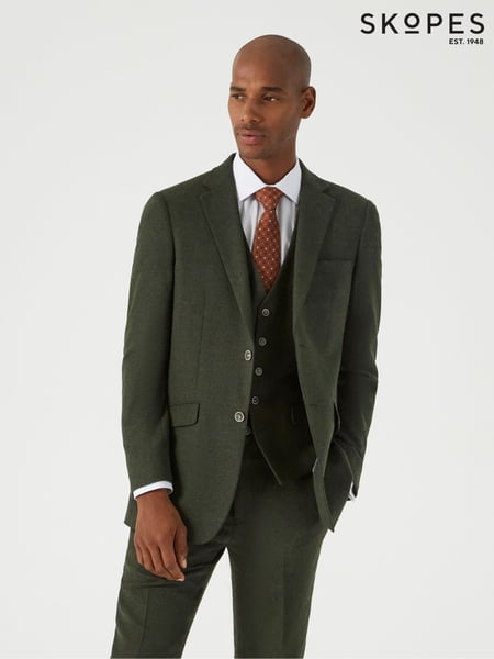 Skopes Green Jude Herringbone Tailored Fit Suit Jacket (AU2282) | € 218