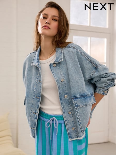 Bleach-Waschung - Oversized Denim 100% Cotton Jacket (AU2302) | 80 €