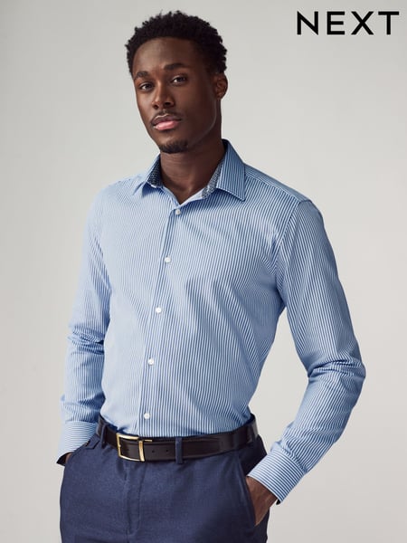 Blue 100% Cotton Stripe Formal Shirt (AU2554) | € 57