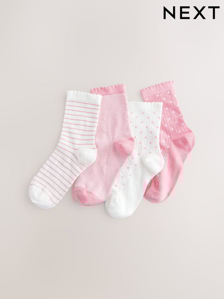 Pink And White 4 Pack Cotton Rich Ankle Socks (AU2572) | € 9 - € 11