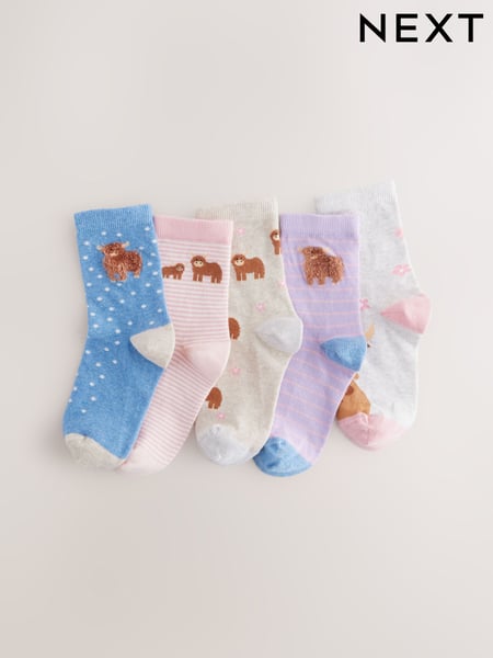 Pink And Grey 5 Pack Cotton Rich Hamish Ankle Socks (AU2580) | € 11 - € 13