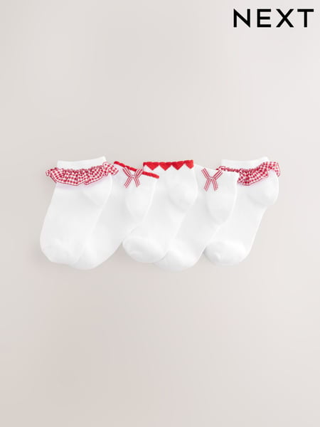 White with Red Gingham Ruffle Rich Trainer Socks 5 Pack (AU2581) | € 11 - € 12