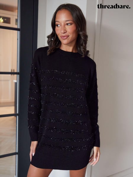 Threadbare Black Longline Stripe Knitted Jumper (AU2640) | € 22