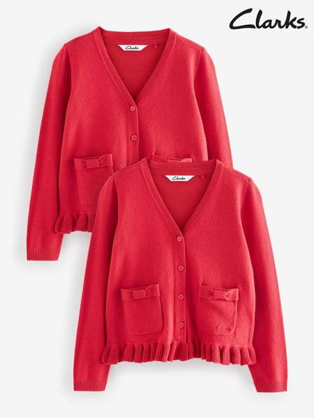 Clarks Red Girls Bow Knitted School Cardigans 2 Pack (AU3478) | € 34 - € 41