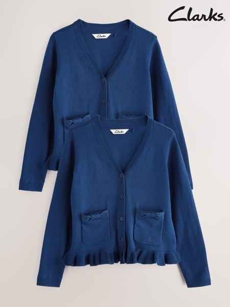 Clarks Blue Girls Bow Knitted School Cardigans 2 Pack (AU3485) | € 34 - € 41