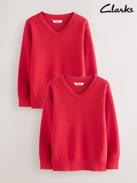 Clarks Red Unisex Knitted School Jumpers 2 Pack (AU3575) | € 34 - € 41