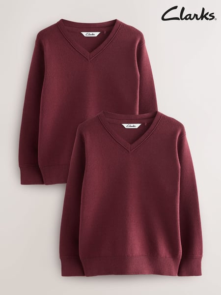Clarks Burgundy Red Unisex Knitted School Jumpers 2 Pack (AU3578) | € 34 - € 45