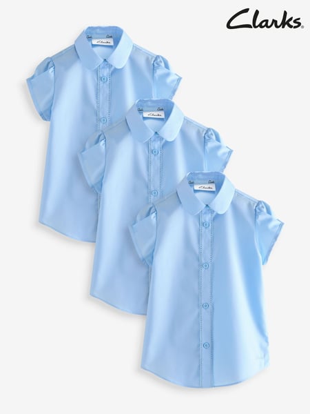 Clarks Blue Girls Short Sleeve School Shirts 3 Pack (AU3594) | € 31 - € 42