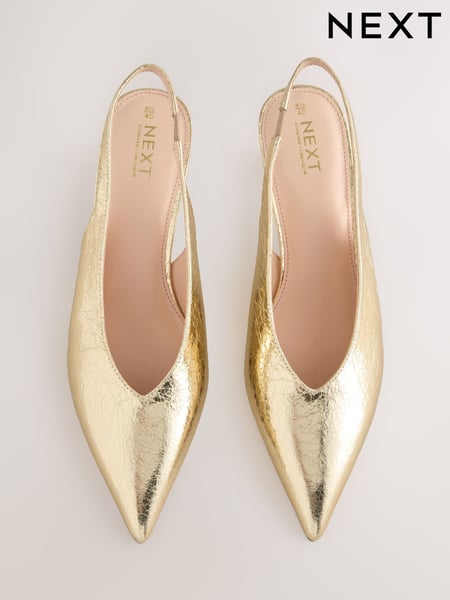 Gold Standard/Wide Fit Forever Comfort® Point Toe Low Slingback Kitten Heels (AU3600) | € 41