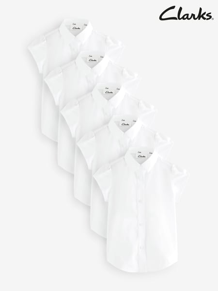 Clarks White Girls Short Sleeve School Shirts 5 Pack (AU3604) | € 47 - € 61