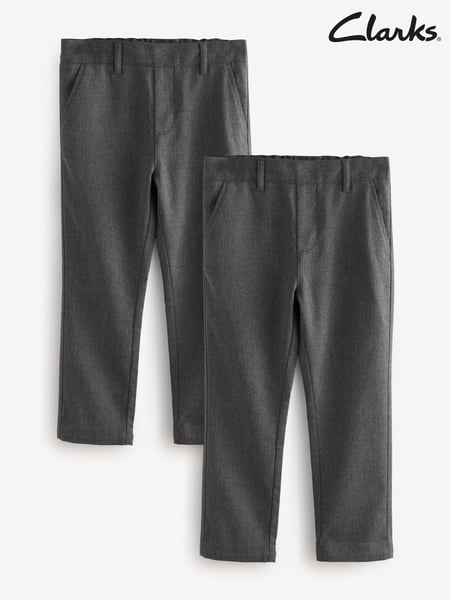 Clarks Grey Boys Pull On Regular Fit Trousers 2 Pack (AU3692) | € 37 - € 44