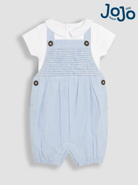 JoJo Maman Bébé Blue 2-Piece Smocked Dungarees & Body Set (AU4245) | € 48 - € 51