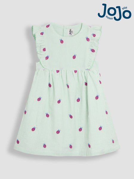 JoJo Maman Bébé Green Ladybird Embroidered Pretty Summer Dress (AU4248) | € 40 - € 45