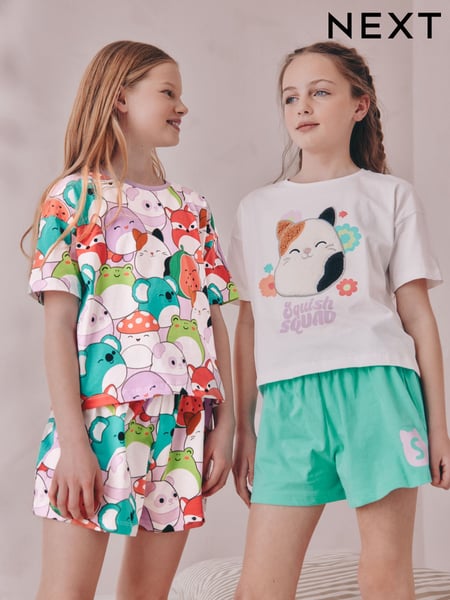 Pink/Green Squishmallows 100% Cotton Short Pyjamas 2 Pack (5-14yrs) (AU4367) | € 37 - € 47