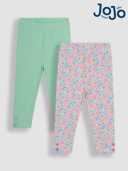 JoJo Maman Bébé Mint Green Floral Leggings 2 Pack (AU4594) | € 34 - € 38