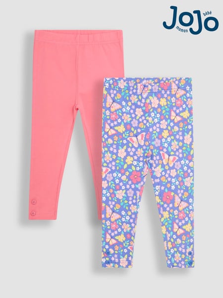 JoJo Maman Bébé Lilac Purple Butterfly Floral Leggings 2 Pack (AU4609) | € 34 - € 38