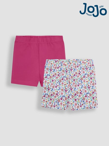 JoJo Maman Bébé Fuchsia Pink Ditsy Floral Print Shorts 2 Pack (AU4611) | € 22 - € 27