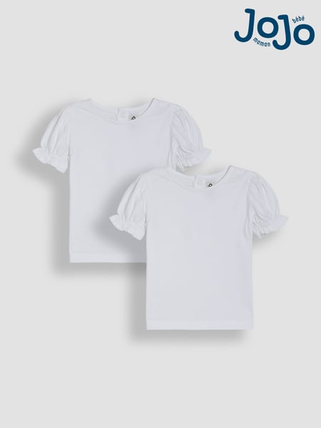 JoJo Maman Bébé White 2-Pack Pretty T-Shirts (AU4653) | € 24 - € 29