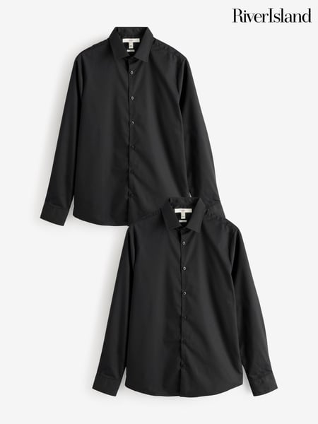 River Island Black Slim Fit Shirts 2 Pack (AU4956) | € 69