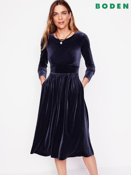 Boden Blue Thea Velvet Jersey Midi Dress (AU4976) | € 88