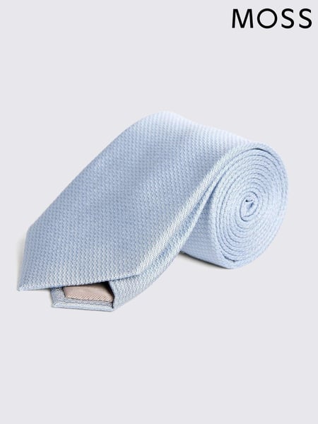 MOSS Blue Silk Semi Plain Tie (AU5260) | € 47