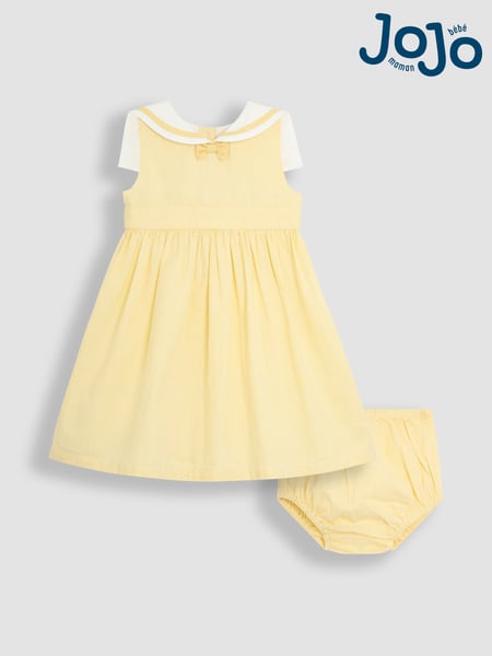 JoJo Maman Bébé Yellow Sailor Stripe Party 100% Cotton Dress (AU5541) | € 61 - € 70