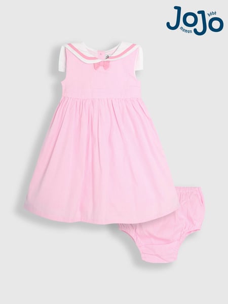 JoJo Maman Bébé Pink Sailor Stripe Party 100% Cotton Dress (AU5547) | € 61 - € 70