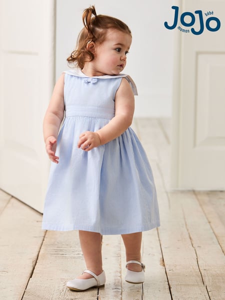 JoJo Maman Bébé Blue Sailor Stripe Party 100% Cotton Dress (AU5551) | € 61 - € 70