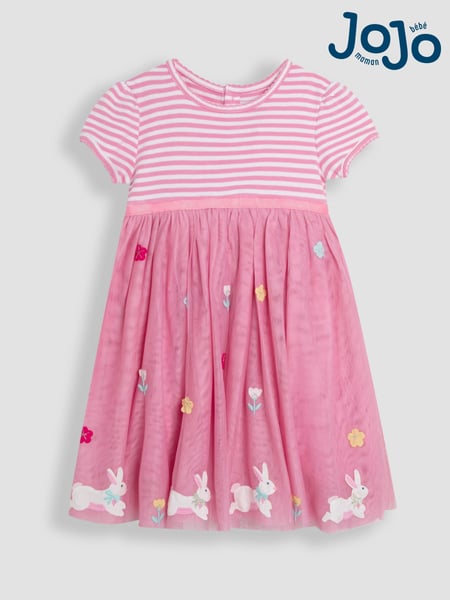JoJo Maman Bébé Pink Bunny Appliqué Hem Tulle Party Dress (AU5629) | € 54 - € 64