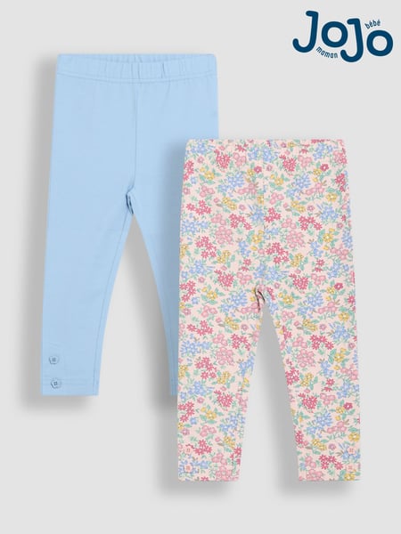 JoJo Maman Bébé Blue Floral Leggings 2 Pack (AU5732) | € 34 - € 38