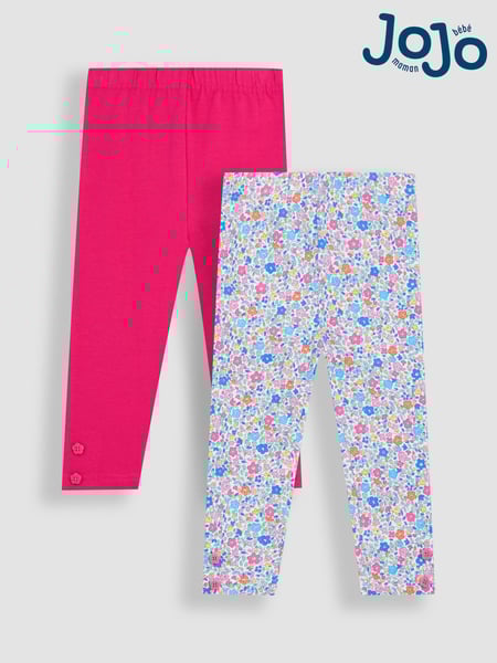 JoJo Maman Bébé Fuchsia Pink Ditsy Floral Leggings 2 Pack (AU5739) | € 34 - € 38