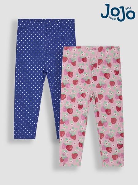 JoJo Maman Bébé Pink Strawberry Garden Floral Leggings 2 Pack (AU5753) | € 34 - € 38