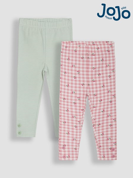 JoJo Maman Bébé Pink Cherry Gingham Leggings 2 Pack (AU5756) | € 34 - € 38