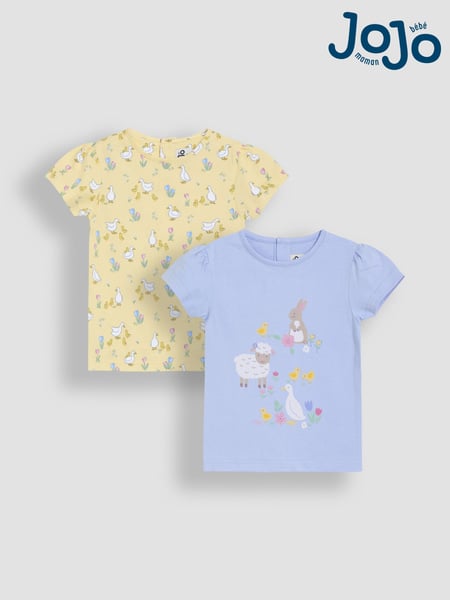 JoJo Maman Bébé Green Spring Scene Printed T-Shirts 2 Pack (AU5769) | € 32 - € 37