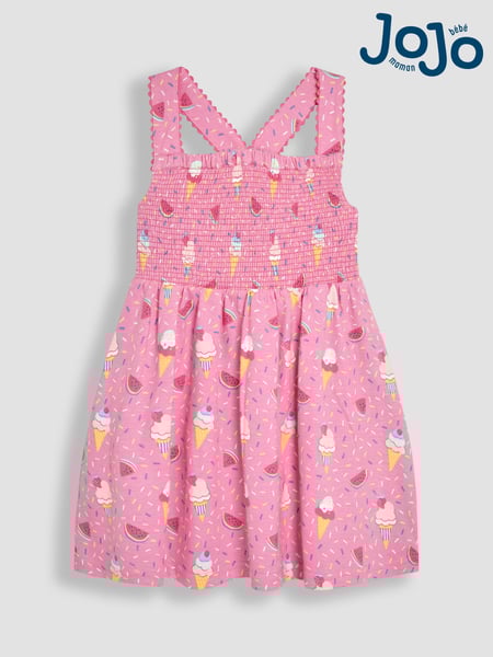 JoJo Maman Bébé Pink Ice Cream Cross Back Smocked Dress (AU5776) | € 30 - € 35