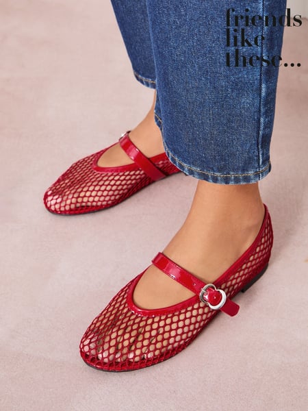 Friends Like These Red Flat Mesh Mary Jane Ballerina Shoes (AU5898) | € 61
