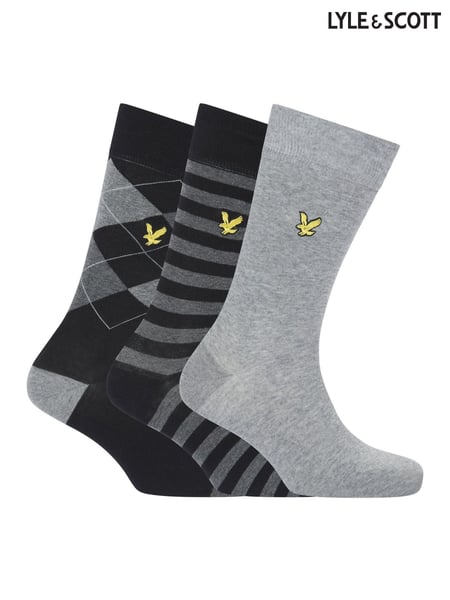 Lyle & Scott Grey 3 Pack Barwood cotton Socks (AU6022) | € 23