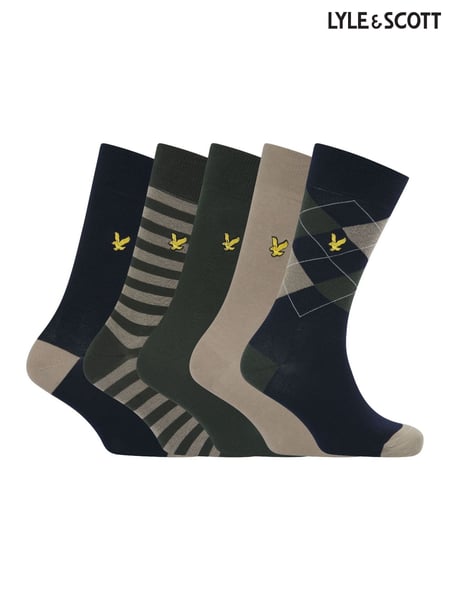 Lyle & Scott Blue Harold cotton socks 5 Pack (AU6035) | € 36