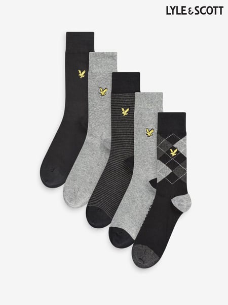 Lyle & Scott Black Liam Cotton Socks 5 Pack (AU6100) | € 36