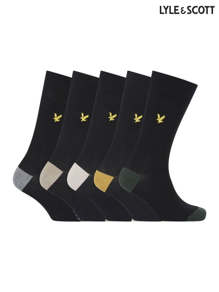 Lyle & Scott Black Graham Cotton Socks 5 Pack (AU6107) | € 36