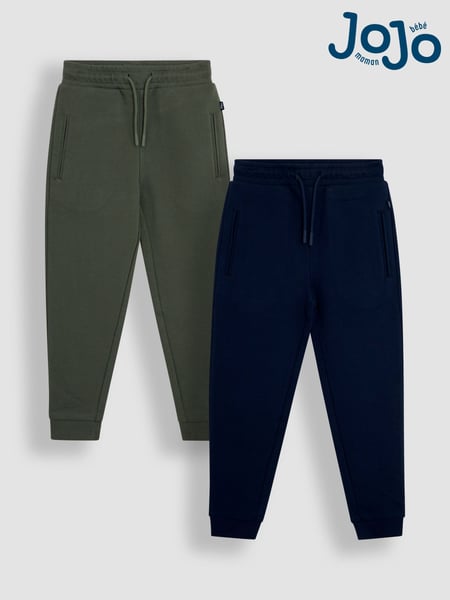JoJo Maman Bébé Khaki Green & Navy Blue 2-Pack Joggers (AU6267) | € 38 - € 40
