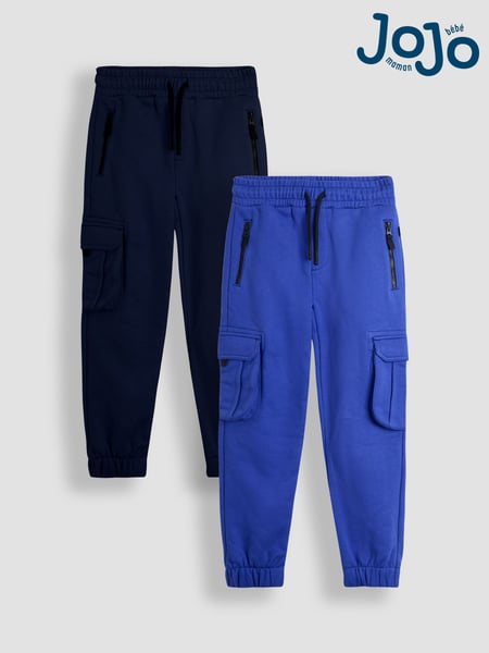 JoJo Maman Bébé Cobalt Blue & Navy Blue 2-Pack Cargo Joggers (AU6283) | € 41 - € 43