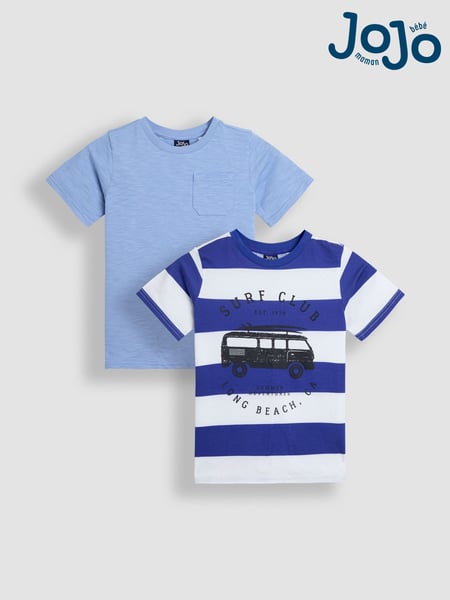 JoJo Maman Bébé Navy Surf Club T-Shirts 2 Pack (AU6324) | € 37 - € 38