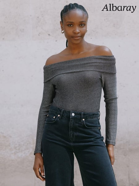 Albaray Silver Glitter Bardot Top (AU6397) | € 46