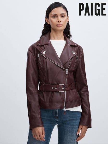 Paige Leather Belted Moto Jacket (AU6766) | € 1.341